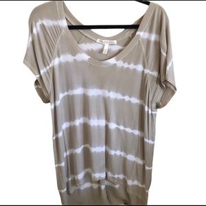 White & Cream Tie Dye Hi-Lo S/S Top